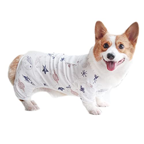 Haustierkleidung, Hundehemd, Baumwolle, atmungsaktiv, T-Shirt, leichte Weste, Pyjama-Kostüm für kleine und mittelgroße Hunde (Größe S, Weiß) von NashaFeiLi