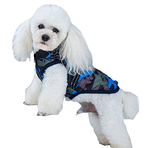 Haustierkleidung, Wintermantel für Hunde, Camouflage-Jacke mit reflektierendem Kostüm für Welpen, kleine, mittelgroße Hunde (M, blau) von NashaFeiLi