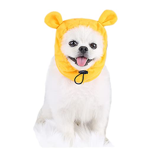 Haustiermütze, Hundemütze, Katzenkappe, Kopfbedeckung, verstellbar, winddicht, für Welpen, kleine Hunde, Katze (L, Gelb) von NashaFeiLi