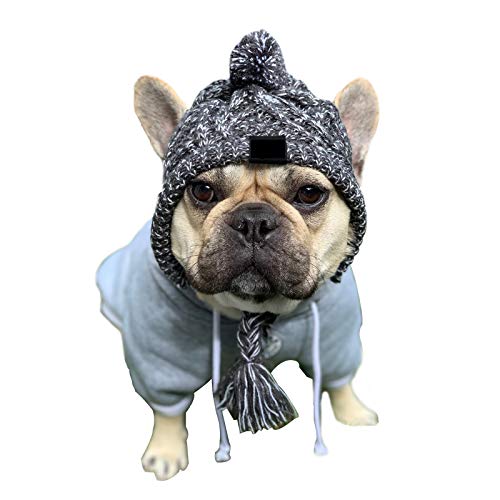 Haustiermütze, Wintermütze mit Ohrlöchern, gestrickte Katzenmütze, winddicht, Kopfbedeckung für Welpen, kleine, mittelgroße Hunde, (L) von NashaFeiLi