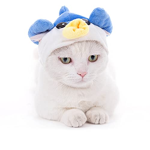 Haustiermütze Katze Hund Kopfbedeckung Cartoon Frosch Tiger Stirnband Verstellbares Kostüm für Katze Kätzchen Welpen (M, Pufferfish) von NashaFeiLi