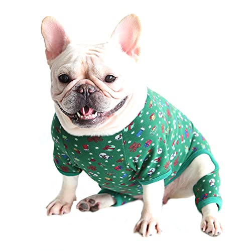 Hund Weihnachten T-Shirt Welpen Shirt Baumwolle Pjs Overall Katze Pyjama Kostüm für kleine mittelgroße Hunde (XL) von NashaFeiLi