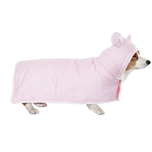 Hunde-Pyjama, mit Kapuze, warm, Plüsch, für den Winter, für kaltes Wetter, für Welpen, kleine, mittelgroße und große Hunde (2XL, Pink) von NashaFeiLi