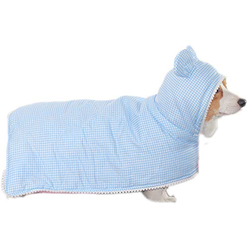 Hunde-Pyjama, mit Kapuze, warm, Plüsch, für den Winter, für kaltes Wetter, für kleine und mittelgroße Hunde, Größe L, Blau von NashaFeiLi