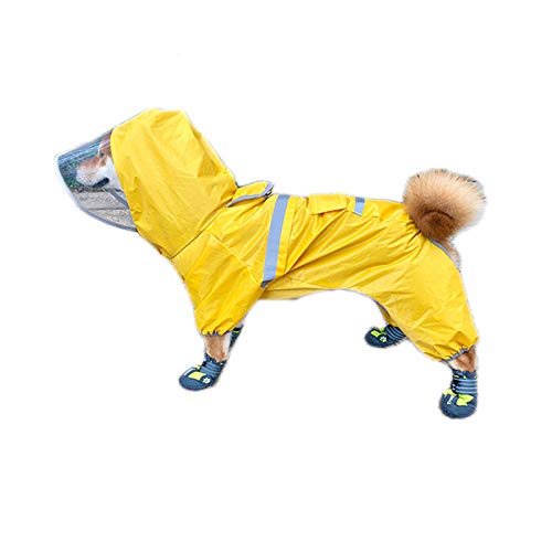 Hunde-Regenmantel mit Kapuze, wasserdicht, mit reflektierenden Streifen, Regenjacke für Welpen, kleine, mittelgroße und große Hundeponcho (3XL) von NashaFeiLi
