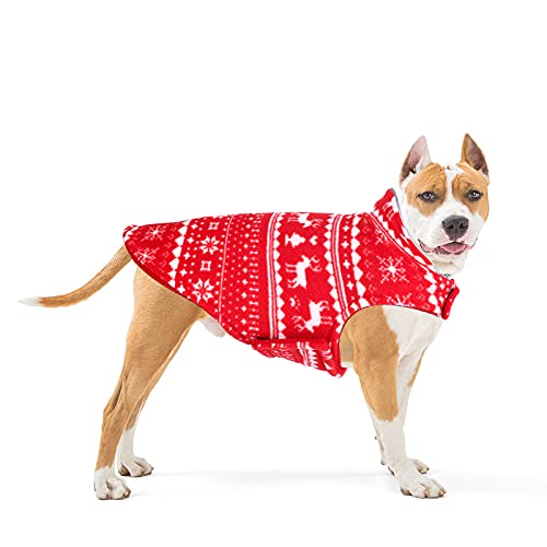 Hunde-Wintermantel, wendbar, warm, winddicht, Fleece-Bekleidung für Welpen, kleine, mittelgroße Hunde (S, Rot) von NashaFeiLi