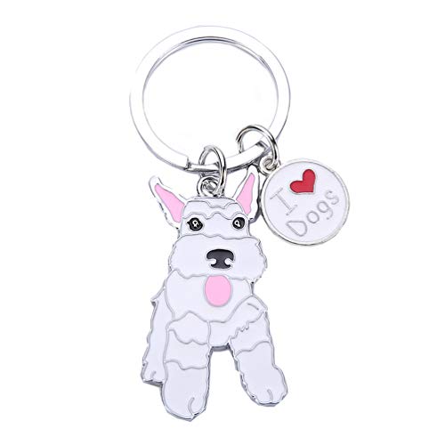 NashaFeiLi Dog ID Tags Metall Schnauzer Hund Schlüsselanhänger Tasche Charm Geschenke für Hundeliebhaber (weiß) von NashaFeiLi