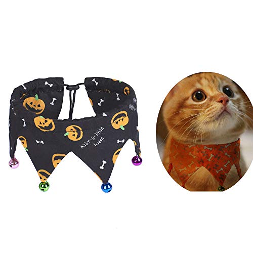 NashaFeiLi Halloween Haustier Halsband Katze Halsband mit Glocken Kürbis Halloween Deko (schwarz) von NashaFeiLi