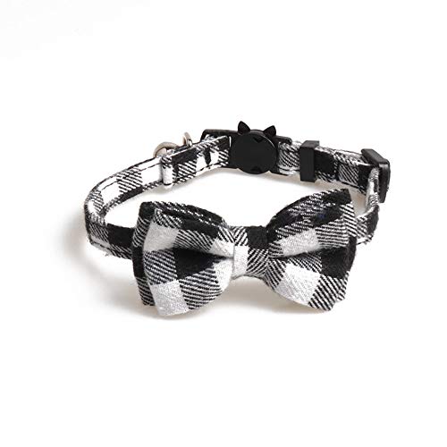 NashaFeiLi Haustier-Halsband, Katzenhalsband, mit Glöckchen, Schleife, verstellbar, für Katzen, Kätzchen (schwarz und weiß) von NashaFeiLi