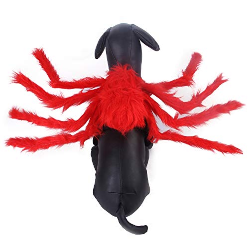 NashaFeiLi Haustier Hund Halloween Weihnachten Kostüm Lustige Spinne Outfits Cosplay Zubehör für kleine Hunde Katzen (L, Rot) von NashaFeiLi