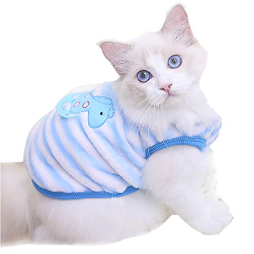 NashaFeiLi Haustier-Kleidung, Winter-Shirt, Welpenpullover, Katze, kaltes Wetter, Kostüm für Welpen, kleine Hunde, Katzen, Kätzchen (S, blaues Trojanisches Pferd) von NashaFeiLi