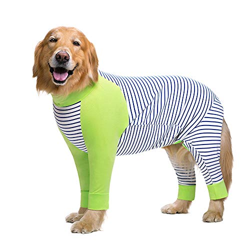 NashaFeiLi Haustier-Kleidung für mittelgroße und große Hunde, gestreiftes Hemd, Baumwolle, leicht, Einteiler, Größe 34, Blau von NashaFeiLi