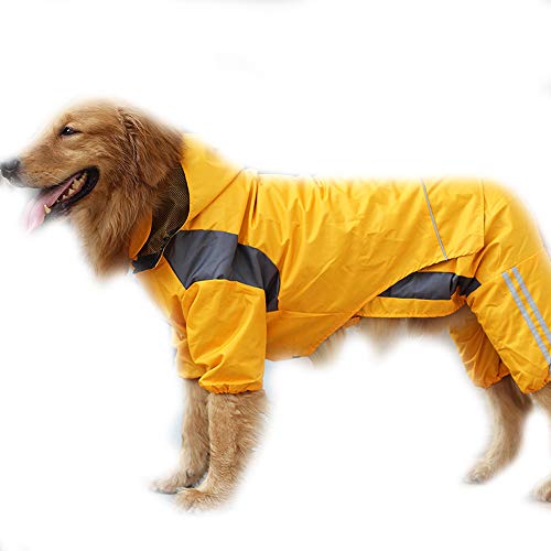 NashaFeiLi Haustier Regenmantel Hund Kapuzenjacke Regenjacke Reflektierend Vierbeinig Wasserdicht Leichter Regenmantel für mittelgroße große Hunde von NashaFeiLi