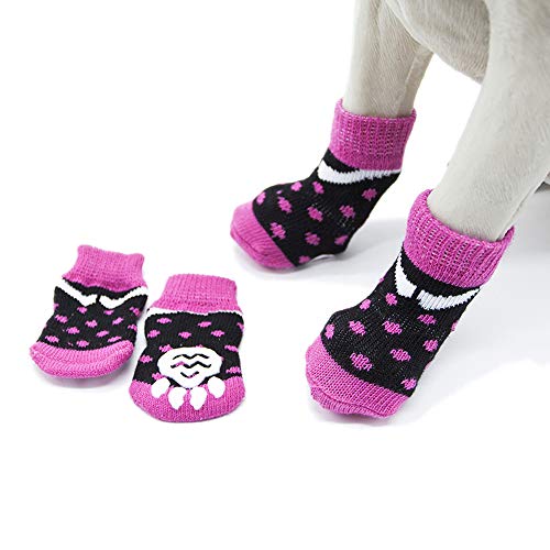 NashaFeiLi Haustier-Socken, gestreift, warm, rutschfest, Pfotenschutz, für den Innenbereich, Geschenk für Welpen, Hunde, Katzen von NashaFeiLi