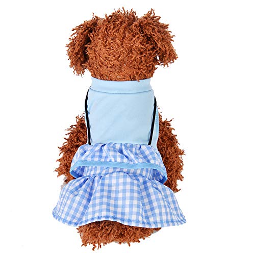 NashaFeiLi Haustierkleid für den Sommer, schönes Prinzessinnenkleid mit Schlingen, karierter Rock, bequemes Kostüm für Welpen, kleine, mittelgroße Hunde (XS, blau) von NashaFeiLi