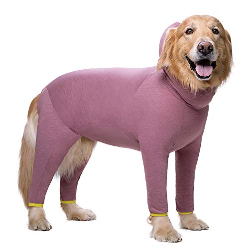 NashaFeiLi Haustierkleidung, Hunde-Kapuzenpullover, Pyjama, 4 Beine, Overall aus Baumwolle, Einteiler für mittelgroße und große Hunde (Nr. 34, Pink) von NashaFeiLi