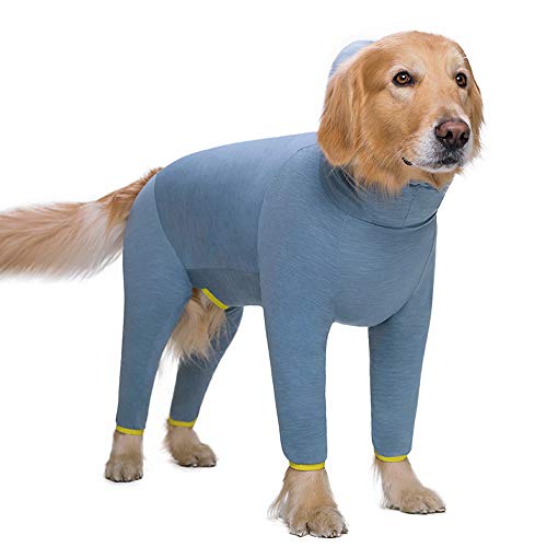 NashaFeiLi Haustierkleidung, Hunde-Kapuzenpullover, Pyjama, 4 Beine, Overall aus Baumwolle, Einteiler für mittelgroße und große Hunde (Nr. 36, blau) von NashaFeiLi