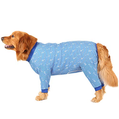 NashaFeiLi Haustierkleidung, Hunde-Shirt, Baumwoll-Pyjama, großes Hundekostüm mit Reißverschluss, Jumpsuit für mittelgroße und große Hunde (Nr. 32, blau) von NashaFeiLi