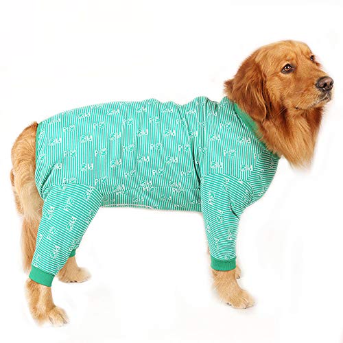 NashaFeiLi Haustierkleidung, Hunde-Shirt, Baumwoll-Pyjama, großes Hundekostüm mit Reißverschluss, Jumpsuit für mittelgroße und große Hunde (Nr. 38, grün) von NashaFeiLi