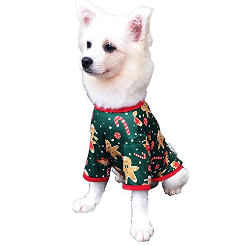 NashaFeiLi Haustierkleidung, Weihnachten Hund Langarm T-Shirt Baumwolle Schneemann Hemd Katze Weste für Welpen kleine Hunde von NashaFeiLi