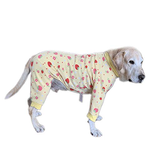 NashaFeiLi Haustierkleidung, großer Hund Vierbeiner-Overall aus Baumwolle, Pyjama, Shirt, Kostüm für große Hunde (9#-, gelb) von NashaFeiLi