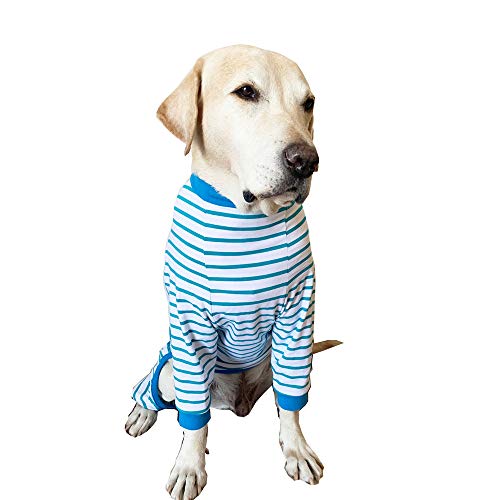 NashaFeiLi Haustierkleidung für Hunde, Vierbeiner, Baumwolle, gestreift, für große Hunde (7#, hellblau) von NashaFeiLi