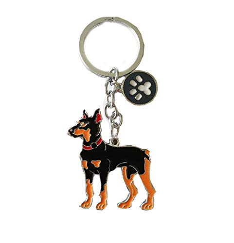 NashaFeiLi Hunde-Schlüsselanhänger, niedlicher Hunde-ID-Anhänger aus Metall, für Hundeliebhaber (Dobermann) von NashaFeiLi