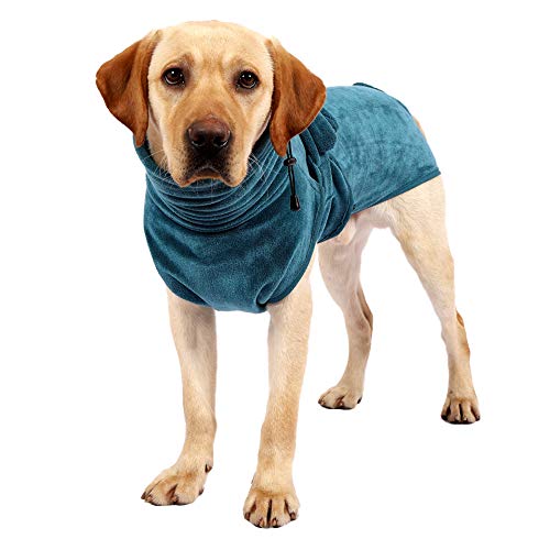 NashaFeiLi Hundebademantel, Hunde-Badetuch, Haustier-Kapuze, super saugfähiges Handtuch, verstellbar, schnelltrocknend, Badetuch für Hunde und Katzen (3XL) von NashaFeiLi