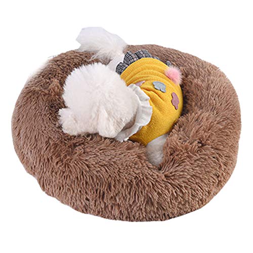 NashaFeiLi Hundebett / Katzenbett, beruhigend, rund, Donut-Design, warm, für kleine und mittelgroße Hunde und Katzen (50 cm, Khaki) von NashaFeiLi