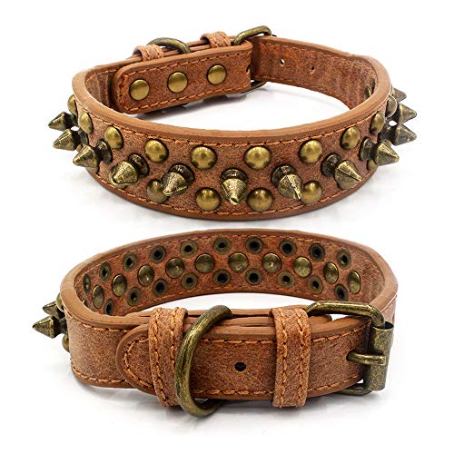 NashaFeiLi Hundehalsband, bronzefarbenes Bullet, Retro-Anti-Biss-Halskette, verstellbar, sicher für kleine und mittelgroße Hunde von NashaFeiLi