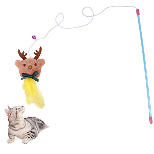 NashaFeiLi Katzenspielzeug, interaktives Katzen-Federstab, Kätzchenspielzeug mit Glocken, Weihnachtsspielzeug für Kätzchen, Katzen (Elch) von NashaFeiLi