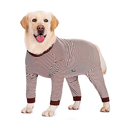 Pet Clothes, Large Dog Pyjama 4 Legs Jumpsuit with Zipper Anti-Hair Outfit for Medium Large Dog (38#, Braun) von NashaFeiLi