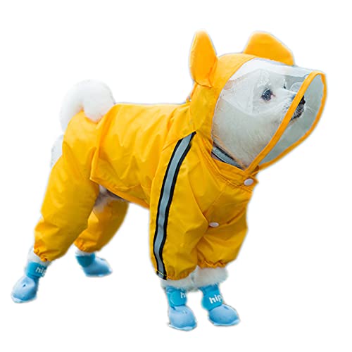 Regenmantel für Hunde, wasserdicht, mit Kapuze, leichter Poncho für kleine, mittelgroße und große Hunde (S, gelber Bär) von NashaFeiLi