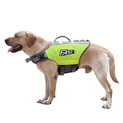 Schwimmweste für Hunde mit reflektierender Sicherheitsweste für das Schwimmen und Bootfahren (XL, grün) von NashaFeiLi