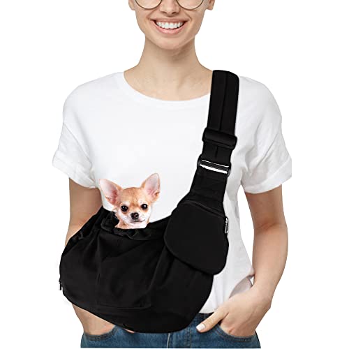 Nasjac Tragetasche Hund, Wasserdicht Hundetragetuch mit Bodenstützen Komfortable hundetasche mit Verstellbarem Gepolstertem Schultergurt und Reißverschlusstasche für klein Hunde Katzen im Freien von Nasjac