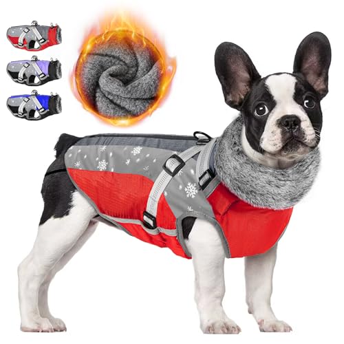 Nasjac Winter Hundemantel mit abnehmbarem Geschirr, wasserdichte Fleece warm hundejacke für kleine mittlere große Hunde, reflektierende einstellbare pelzige Hundekleidung Outdoor Hunter Weste von Nasjac