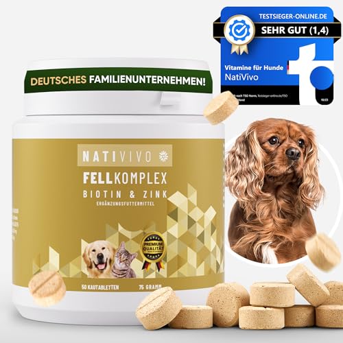 NatiVivo® hochdosiertes, probiotisches Premium Biotin+Zink Katze Hund Komplex für EIN glänzendes und schönes Fell. Gegen Haarausfall, Juckreiz und trockene Haut. Made in Germany! NatiVivo® hochdosiertes, probiotisches Premium Biotin+Zink Katze Hund Komplex für EIN glänzendes und schönes Fell. Gegen Haarausfall, Juckreiz und trockene Haut. Made in Germany! von NatiVivo