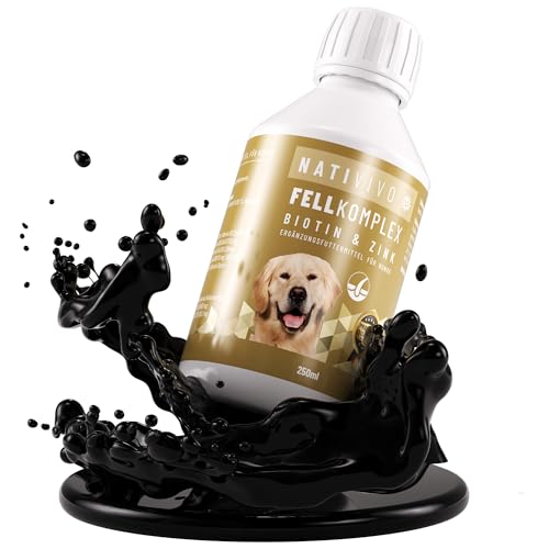 NatiVivo Testsieger Hunde flüssig Biotin hochdosiertes Premium Biotin+Zink Hund Komplex für EIN glänzendes und schönes Fell. Gegen Haarausfall, Juckreiz und trockene Haut. Made in Germany! von NatiVivo