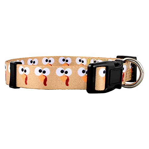 Native Pup Hundehalsband mit niedlichem Herbstmotiv, Türkei-Design, verstellbares Nylon, klein, mittel, groß (Türkeigesicht, klein) von Native Pup
