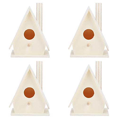 4 Stück hängendes Vogelhaus aus Holz, Vogelnisthaus, Mini-Vogelnistkasten im Freien, mit Seilen für Gärten, Innenhöfe, Balkone von Natudeco