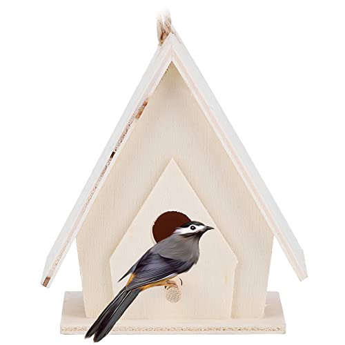 Natudeco 4 Stück Vogelhaus aus Holz, Mini-Vogelhäuschen Zum Aufhängen, Für Den Außenbereich, Vogelhaus, Vogelzubehör, Gartendekoration Für Fink Bluebird Cardinals von Natudeco