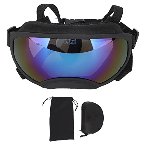 Natudeco Hunde Sonnenbrille Hundbrille Hundebrille, Windstaub Nebelschutz Haustiergläser mit einstellbarem Riemen für mittelgroße oder große Rassenhunde (Blaues Objektiv schwarzer Rahmen) von Natudeco