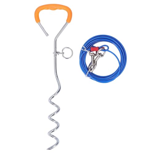Natudeco Hundepfahl, Draht, Doppelkopf, Hundeleine, Zelt, Bodenanker, Schraube für Hof, Strand, Outdoor, Camping (5mm*5m+9 * 40cm) von Natudeco