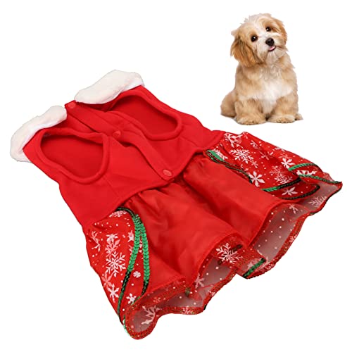 Natudeco Weihnachts-Hundekleider, Haustiergeschirr-Kleid Mit Elch-Schleife, Pailletten, Winter-warme Haustierkleidung, Weihnachtsrock Für Kleine Hunde, Katzen, Chihuahua, Yorkie(XL) von Natudeco