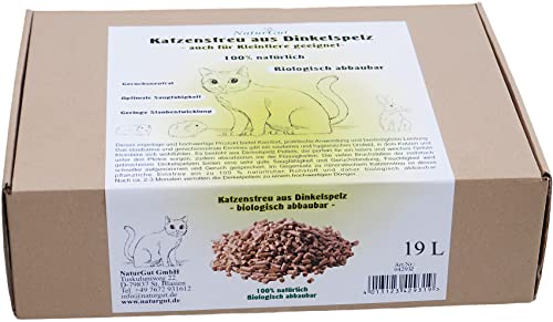 Katzenstreu aus Dinkelspelz-Pellets 19L Einstreu Nager Kleintiereinstreu von NaturGut