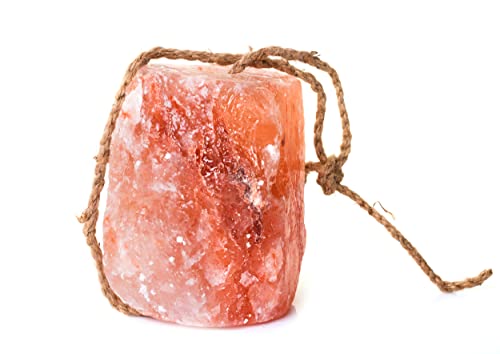 NaturGut Kristallsalz Leckstein mit Hanfseil 1,4 kg aus einem Vorgebirge des Himalaya Salzstein Salzbrocken Lecksalz von NaturGut