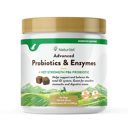 GARMON CORP Kauleckerbissen, Naturvet Advanced Probiotics & Enzymes Plus, Tierarzt-Stärke PB6, probiotischer Schutz für Hunde von NaturVet