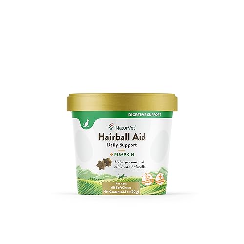 NaturVet Hair Ball Aid Supplements Plus Pumpkin Soft Chew Cup for Cats 60ct von NaturVet