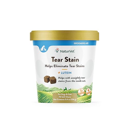 NaturVet Tear Stain Plus Lutein - beseitigt unschöne Tränenflecken - angereichert mit Cranberry-Extrakt, Marshmallow-Wurzel & Oregon-Traubenwurzel - für Hunde & Katzen - 70 weiche Kauarbeiten von NaturVet