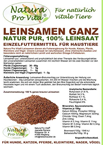 Leinsamen Pferde ganze braune Leinsaat Magen Darm Verdauung gesunde Energie Omega-3 Fettsäuren Leinöl Futterzusatz Pferd NaturaProVita 10kg von Natura Pro Vita